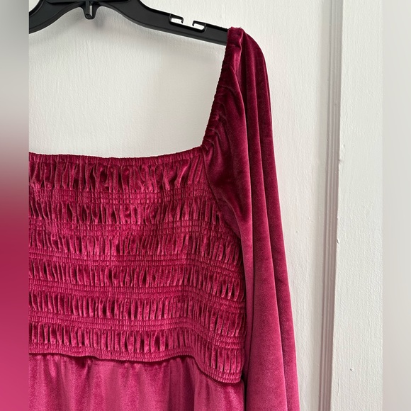 NWT LC Lauren Conrad Long Sleeve Smocked Mini Dress Size Large - Picture 5 of 7